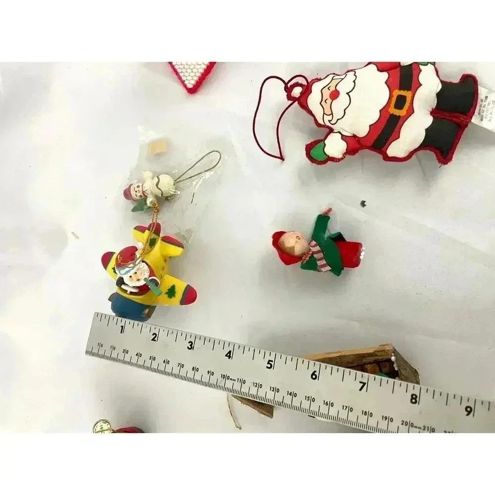 10x‎ VTG Holiday Ornaments Christmas Snowman Santa Plane Dolls Decor 1990s